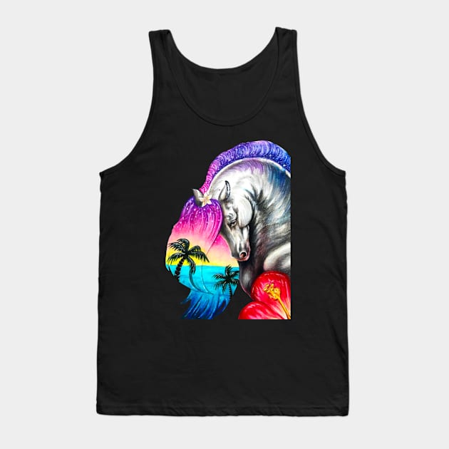 Watercolor Hawaiian Horse Tank Top by Lady Lilac